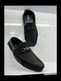 Premium Black Metal Buckle Casual Loafers for Men