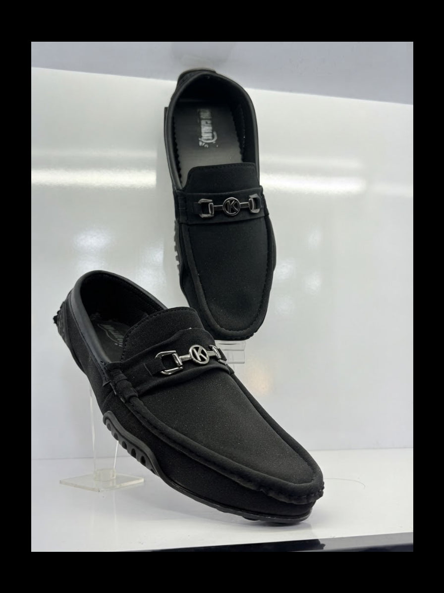 Premium Black Metal Buckle Casual Loafers for Men