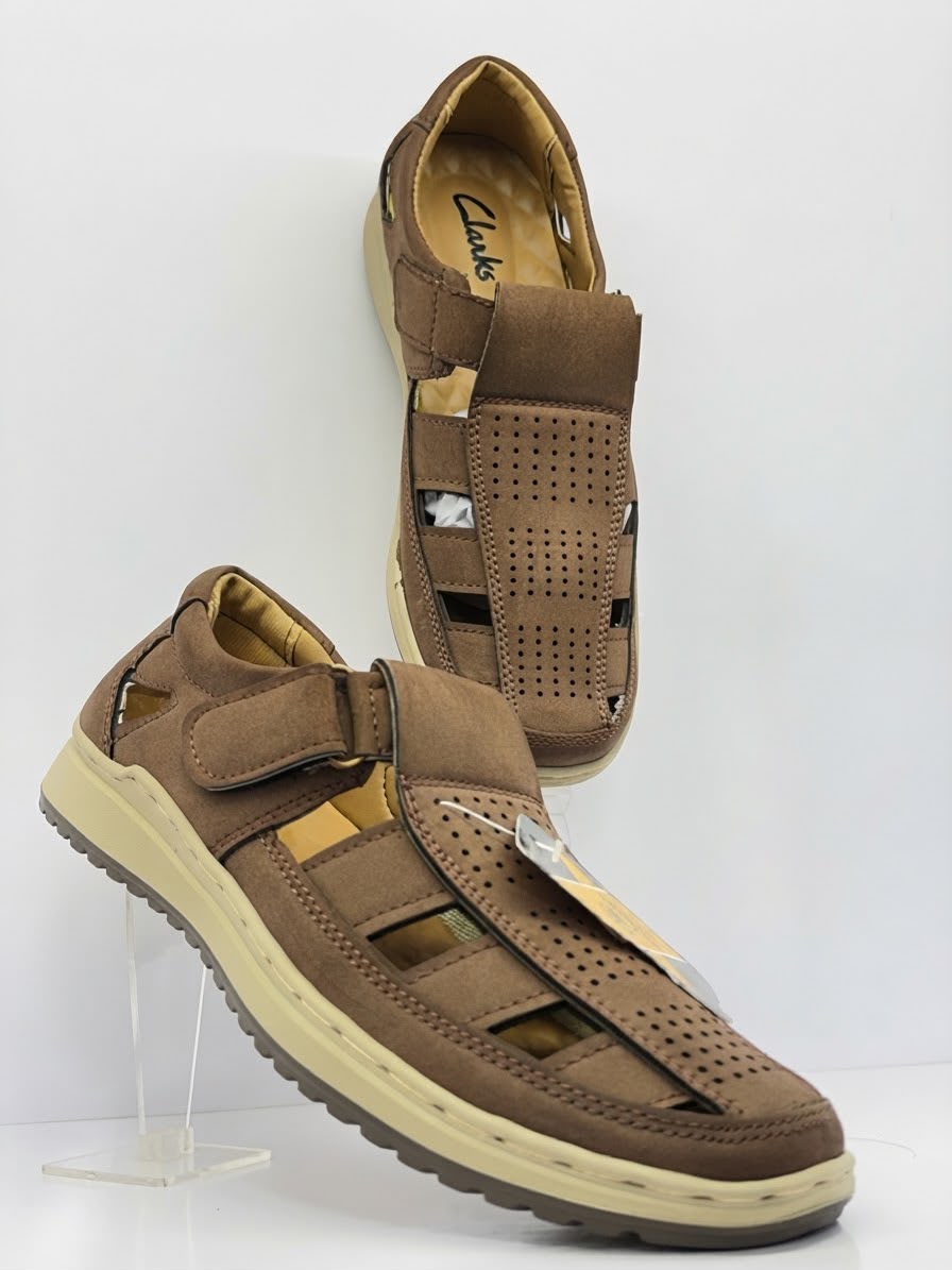 Premium Brown Casual Sandals with Velcro Strap for Men