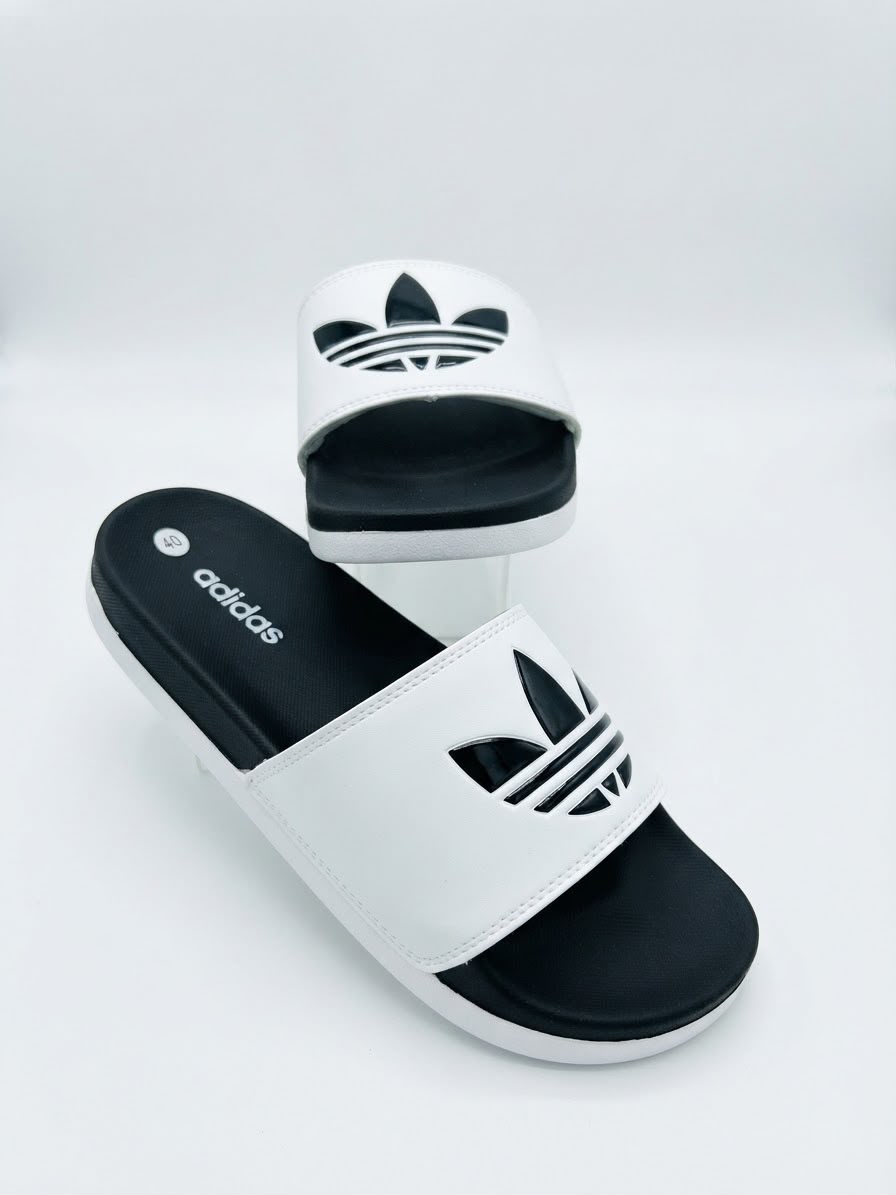 Adidas Adilette White & Black Slides / Slippers
