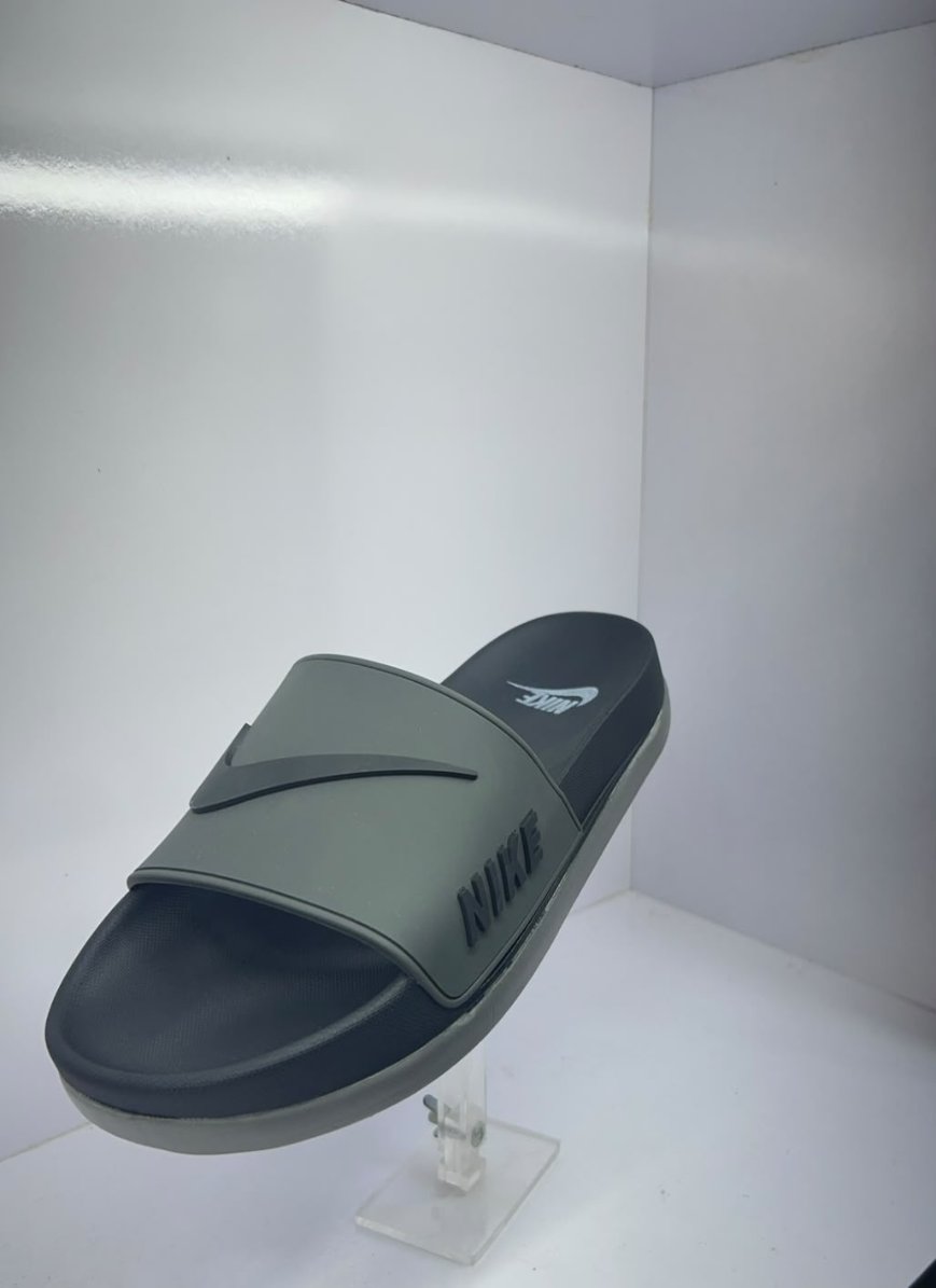 Nike Grey & Black Logo Slides / Slippers
