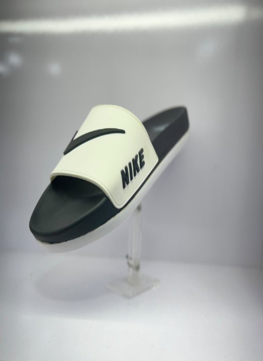 Nike White & Black Logo Slides / Slippers