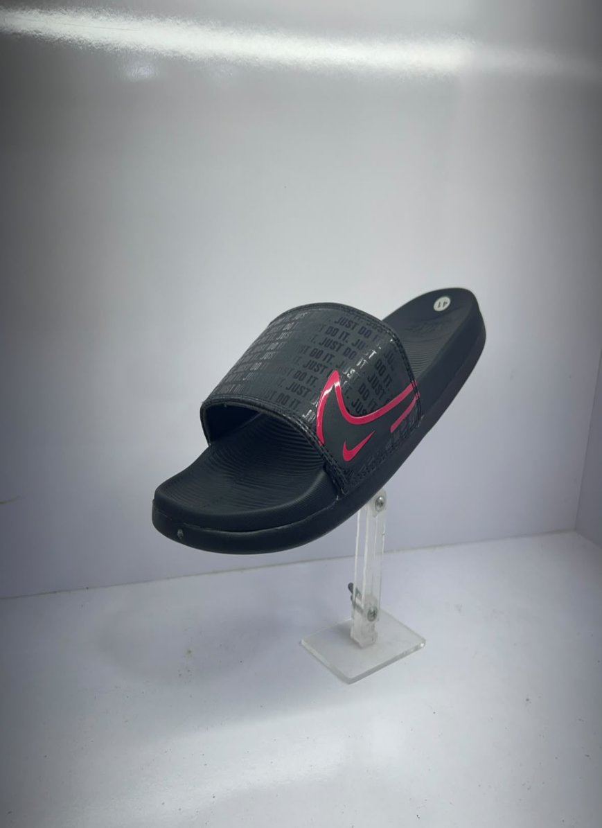 Nike "Just Do It" Black & Pink Slides / Slippers