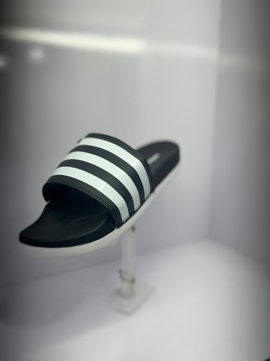 Adidas 3-Stripes Black & White Slides / Slippers