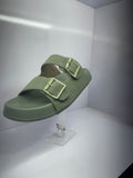 Men's Double Buckle Sage Green Sandals / Chappal